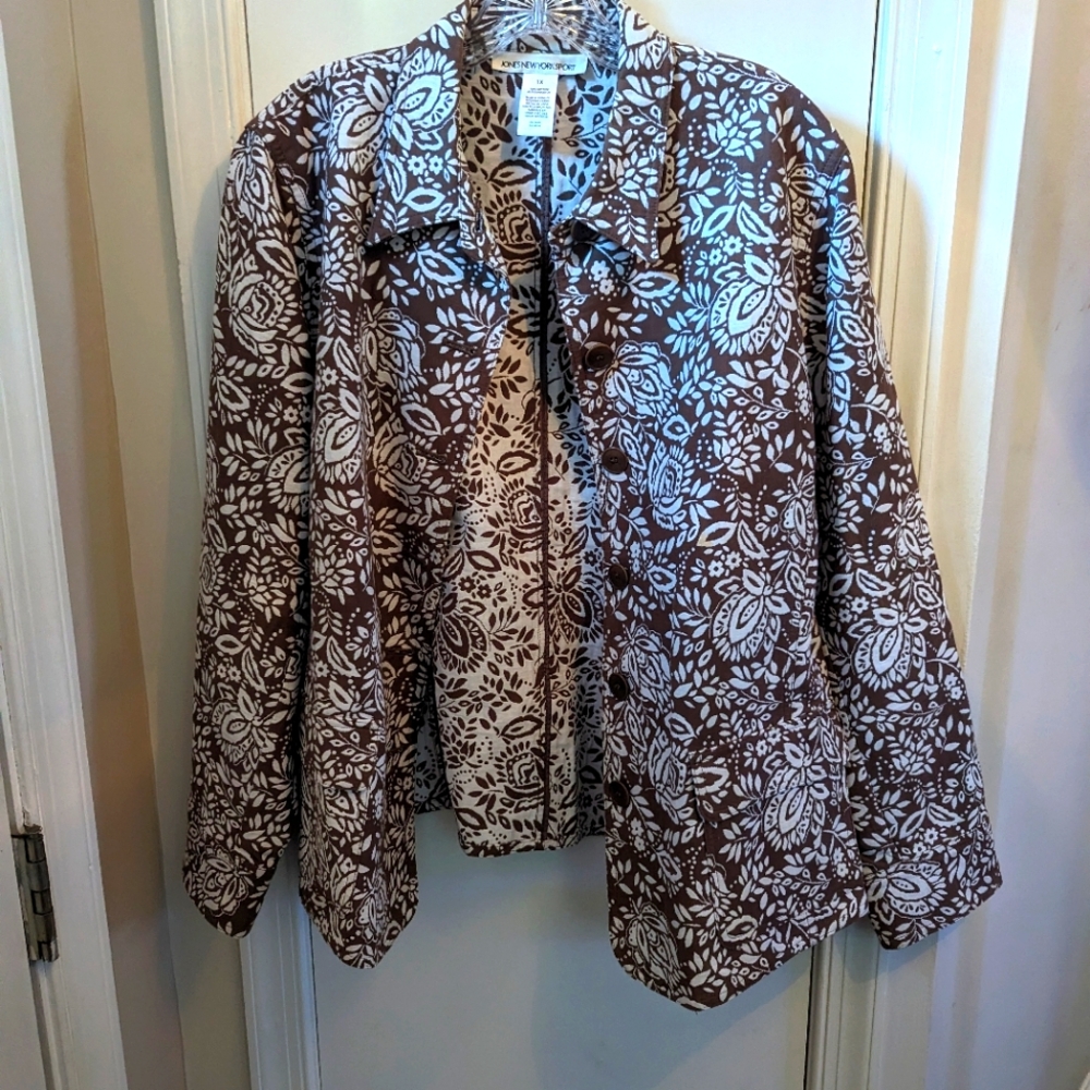 Brown and white denim jacket